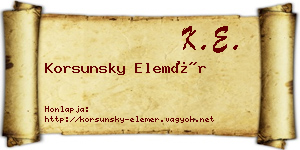 Korsunsky Elemér névjegykártya